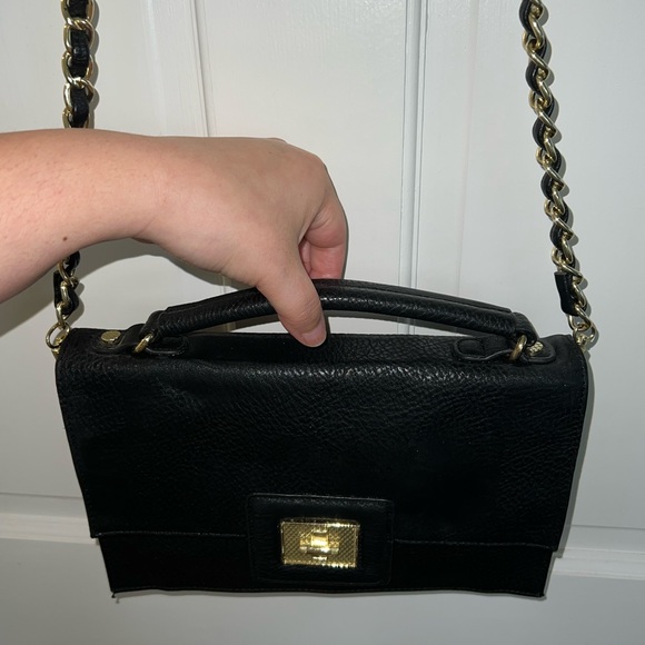 Olivia + Joy Black Faux Leather Clutch with Long Chain Strap - Picture 6 of 11